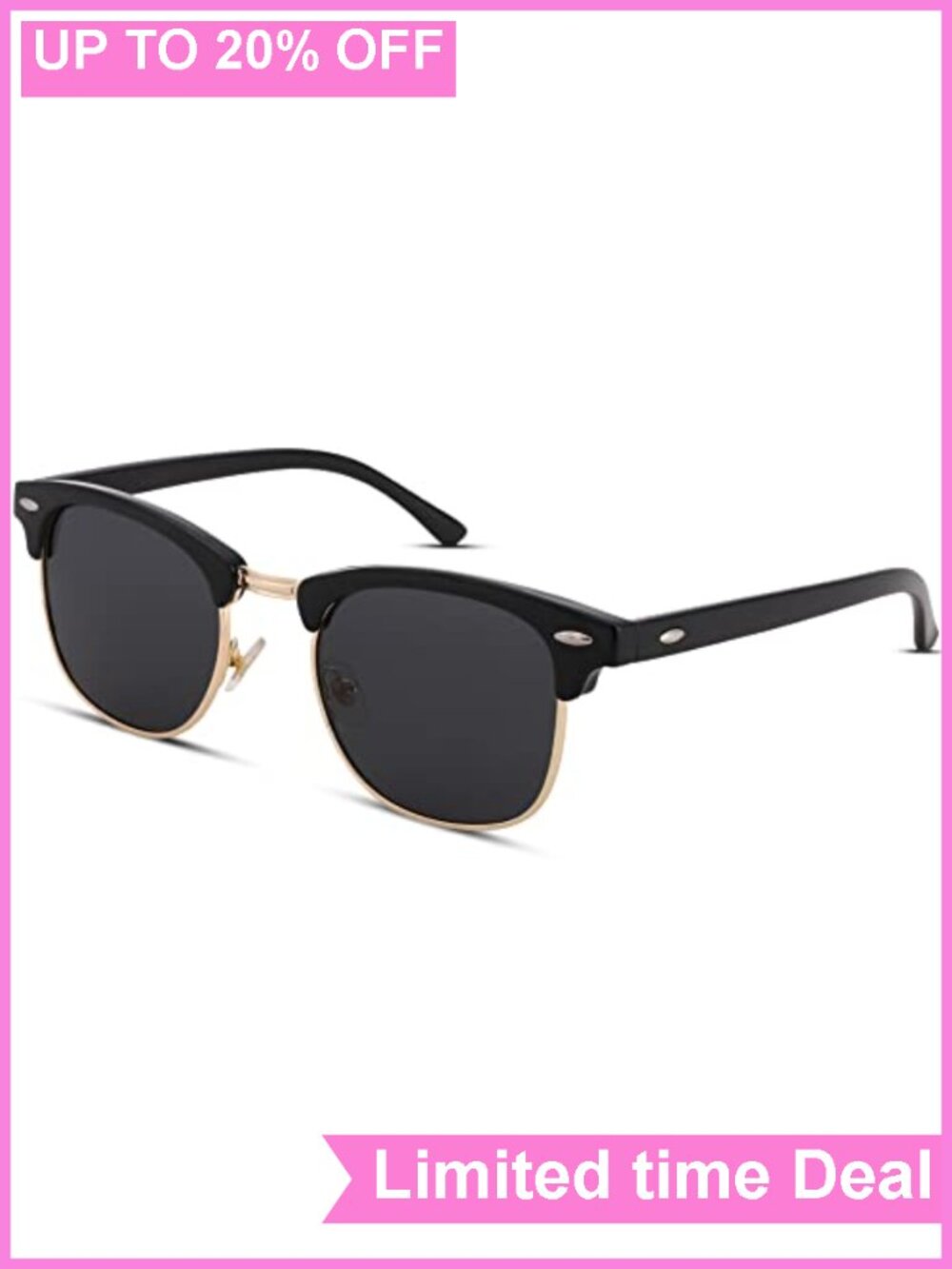 Semi-Rimless Polarized Sunglasses UV400 Metal Frame Unisex